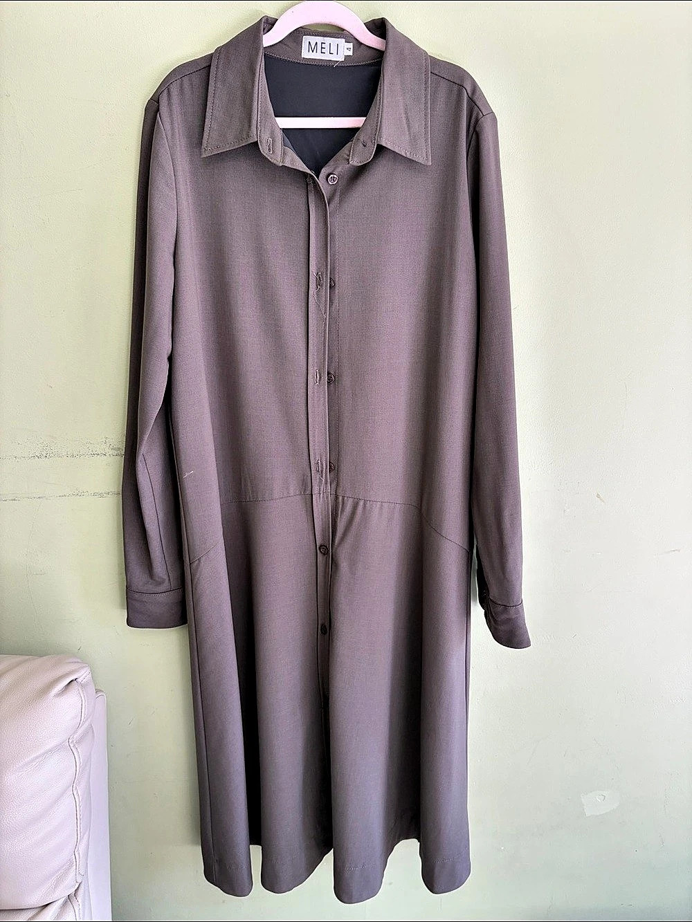 MELI Long Sleeve Midi Dress in grey